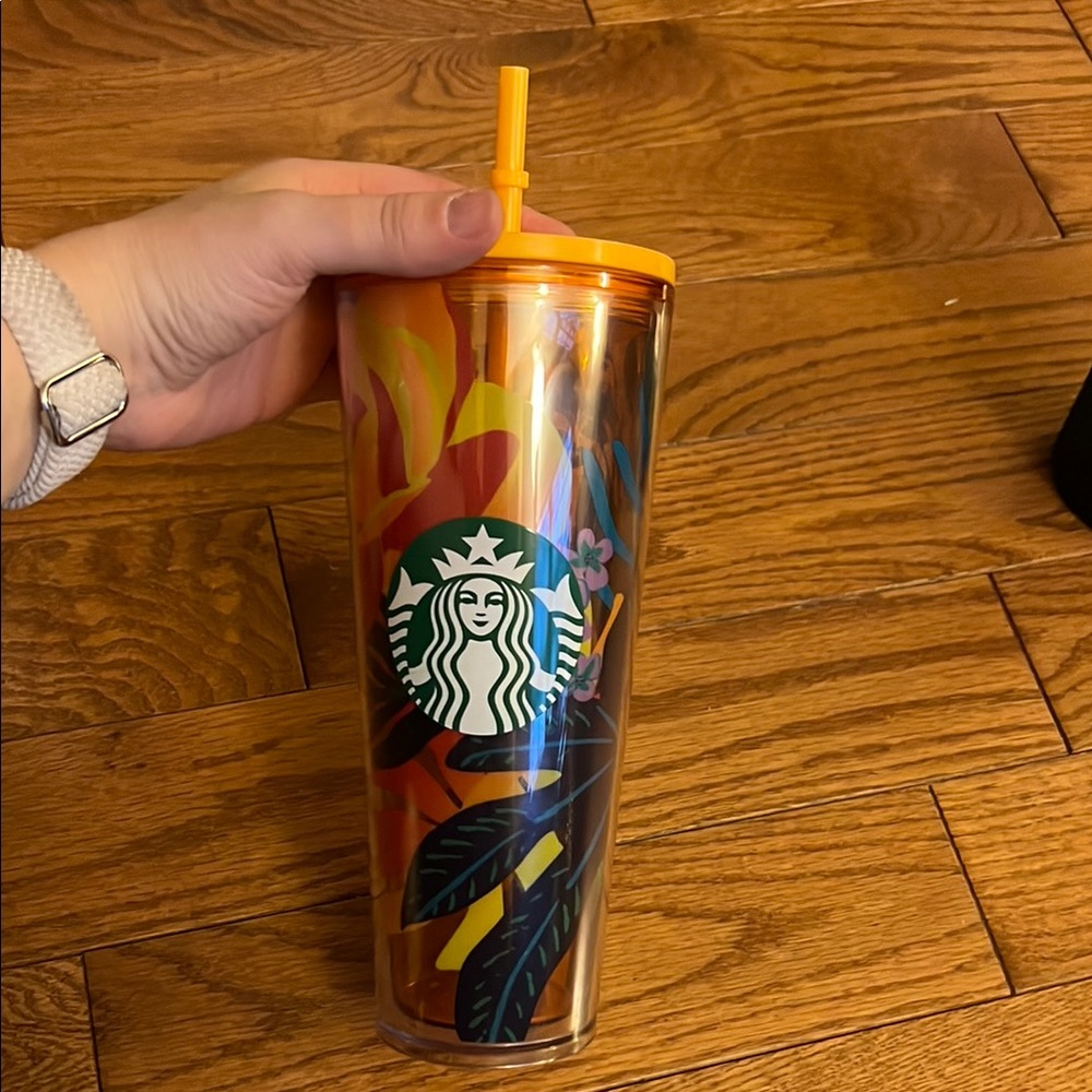 Starbucks Floral Tumbler with Straw